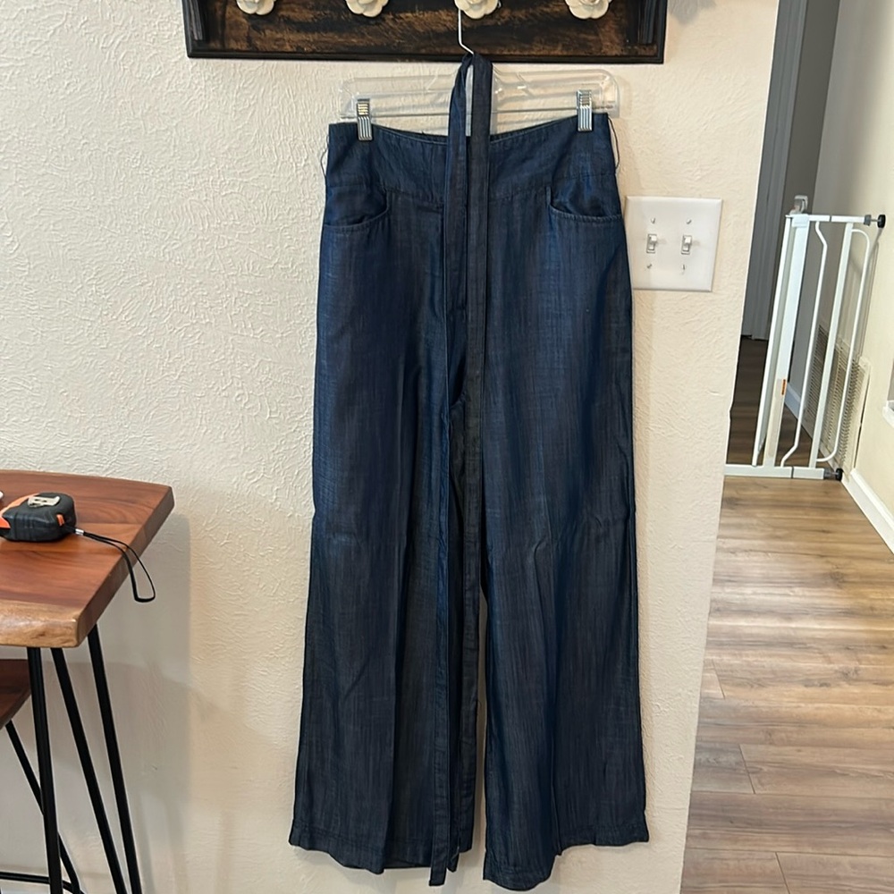 Cinch waste belted wide leg trouser